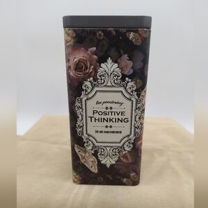 Tin Pondering Positive Thinking Romantic Roses Moth Pattern Victorian